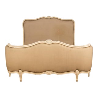 A Louis XV Style Full Size Painted Bedframe With Curved Footboard Circa 1950s. For Sale