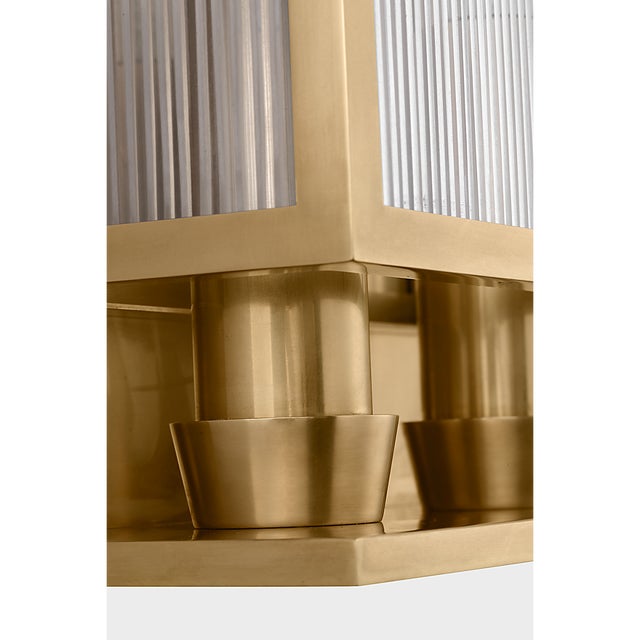 Modern Barbara Barry for Visual Comfort Signature York 24" Double Box Sconce in Soft Brass with Clear Ribbed Glass For Sale - Image 3 of 9