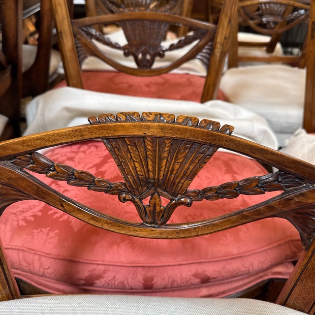 Empire Style Walnut Wood Sheaf of Wheat Dining Chairs, Set of Eight For Sale - Image 11 of 12