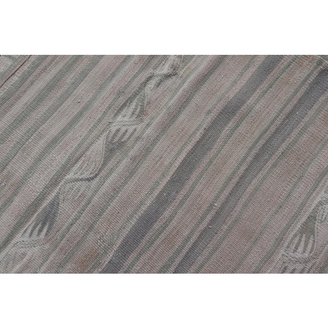 Stripe Design Turkish Vintage Kaysari Kilim Rug in Soft Pastel Tones For Sale - Image 11 of 11