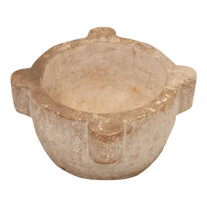 19th Century French Hand-Chiseled Stone Mortar