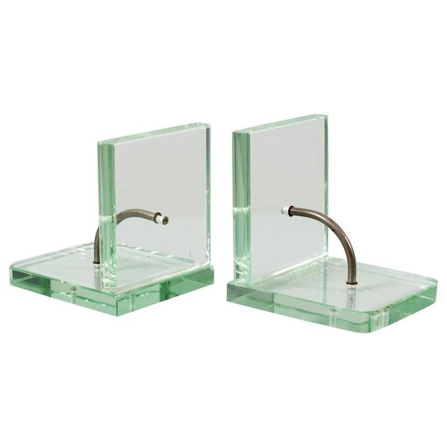 Italian Thick Glass Bookends in the style of P. Chiesa for Fontana, 1950s, Set of 2 For Sale - Image 15 of 15