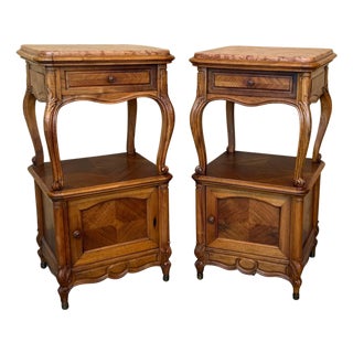French Bedside Tables with Cabriole Legs, 1950s, Set of 2 For Sale