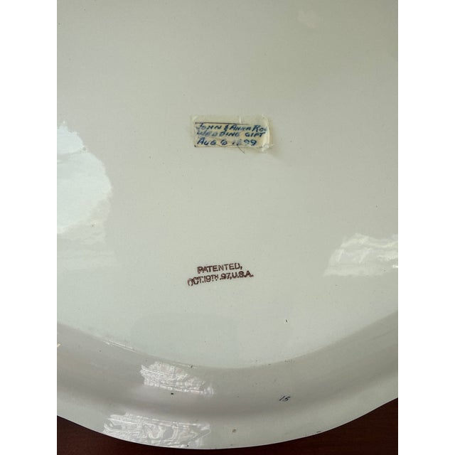 Grindley Antique English Green and White Oval Serving Platter For Sale - Image 4 of 15