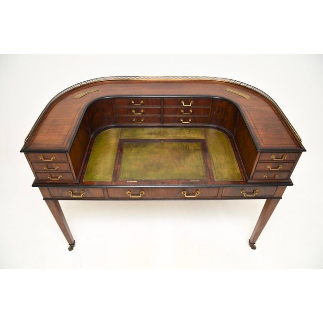 Brown Carlton House Desk in Mahogany and Leather Top, 1890s For Sale - Image 8 of 15