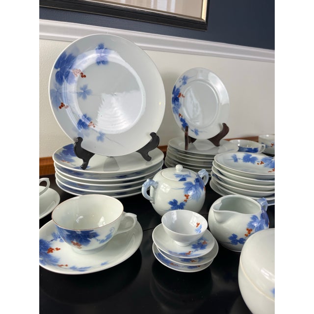 Mid 20th Century Vintage Hand Painted Japanese Porcelain Dinner Tea Service - 41pcs For Sale - Image 5 of 9