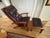Thomas Moser Thomas Moser Cherry Wood & Leather Lounge Chair With Ottoman For Sale - Image 4 of 12