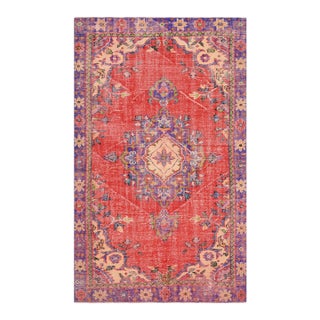 1970s Vintage Handmade Wool Cotton Red Area Rug For Sale