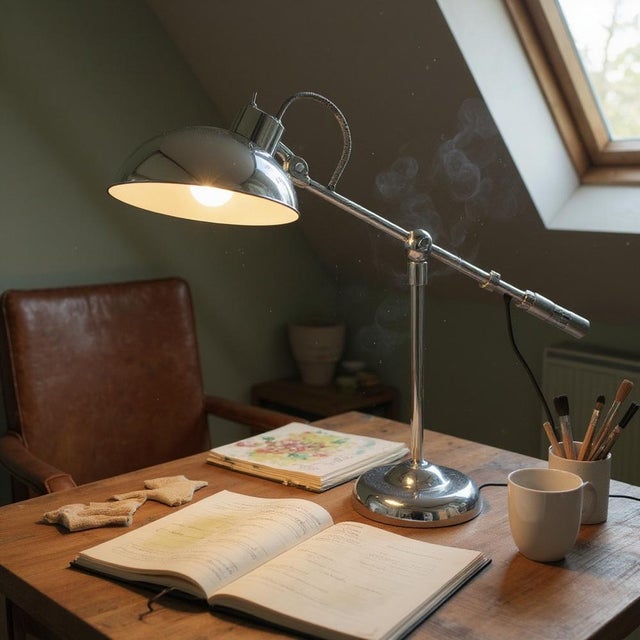 1970s Mid-Century Modern Chrome Adjustable Desk Lamp by Yasuaki Sasamoto for Dulton Co., Japan, 1970s For Sale - Image 5 of 15