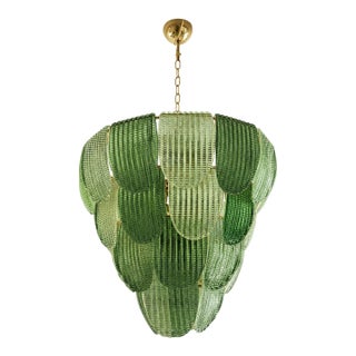 Luxury Multi Green Petals Murano Glass Chandelier – Contemporary Simoeng Design For Sale