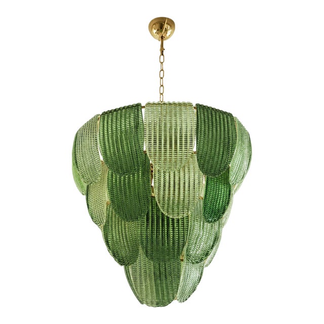 Luxury Multi Green Petals Murano Glass Chandelier – Contemporary Simoeng Design For Sale
