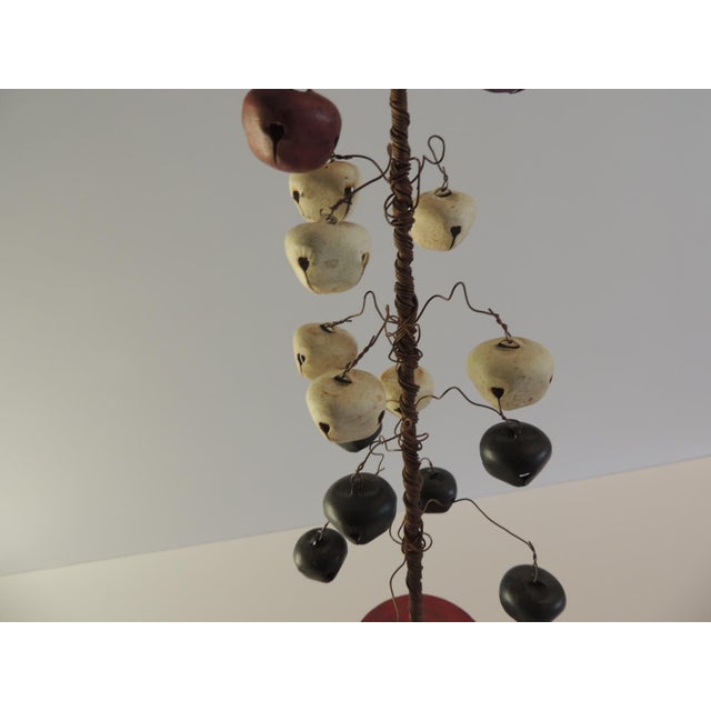 Folk Art Vintage Americana Folk Art Style Christmas Tree With Painted Tissabells For Sale - Image 3 of 6