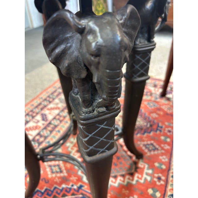 Marble Top & Metal Based End Table With Elephant Motif For Sale - Image 10 of 12
