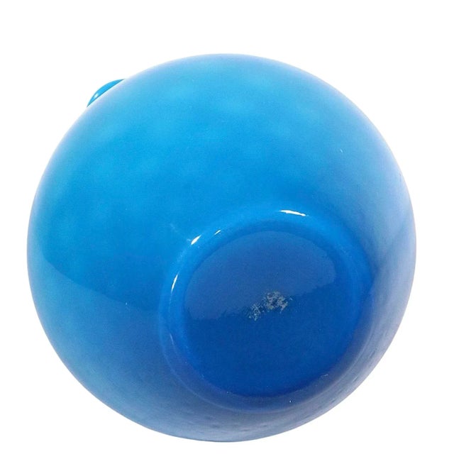 Mid 20th Century Mid Century Art Glass Vase in Blue and White Cased Quilted Glass For Sale - Image 5 of 9