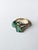 Green Set in 18k Matte Gold, 5.90 Carats Zambian Emerald & Diamonds Three Stone Ring, Size 6.5 For Sale - Image 8 of 9