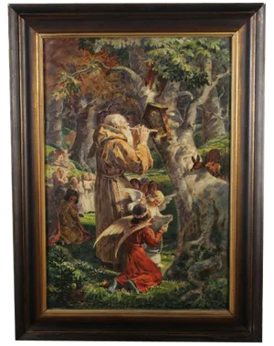 Thomas Riss, Forest Devotion, 1910, Oil Painting, Framed
