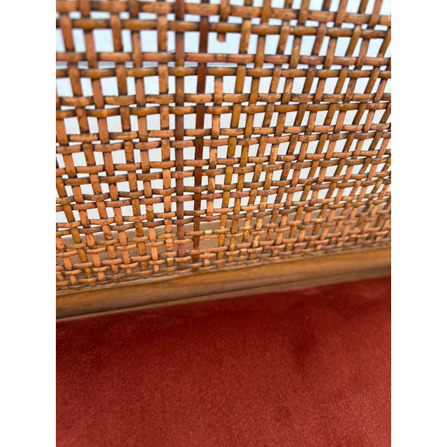 1980s Set of 4 Reupholstered Cane Back Dining Chairs by American Martinsville For Sale - Image 10 of 12