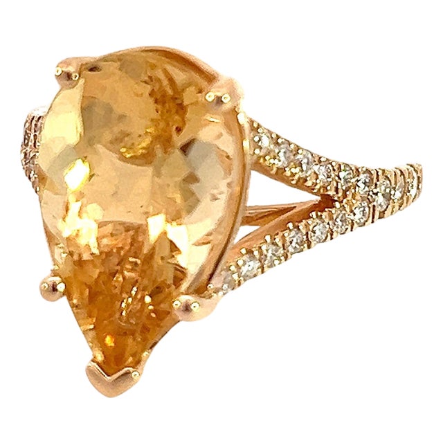Natural Citrine Diamond Ring 6.5 14k Y Gold 4.79 TCW Certified For Sale