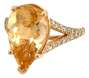Natural Citrine Diamond Ring 6.5 14k Y Gold 4.79 TCW Certified
