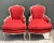 Red Vintage Carved Wood Upholstered Bergere Chairs - A Pair For Sale - Image 8 of 12