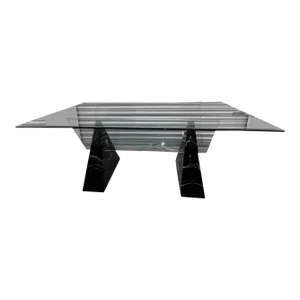 Postmodern Triangle Base Marble Dining Table in the Style of Massimo Vignelli