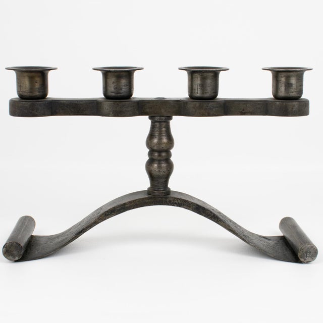 Black Charles Piguet Modernist Wrought Iron Candelabras Candle Holders For Sale - Image 8 of 11