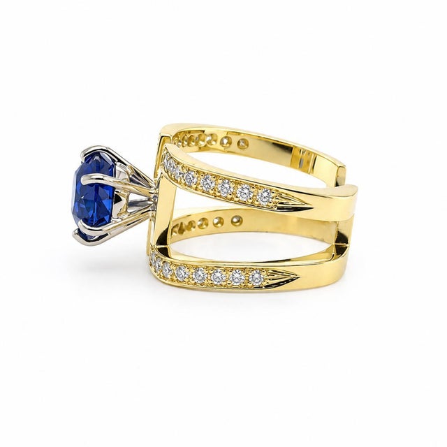 Early 21st Century Keith Davis 18k Sapphire Ring, Size 6.5 For Sale - Image 5 of 6