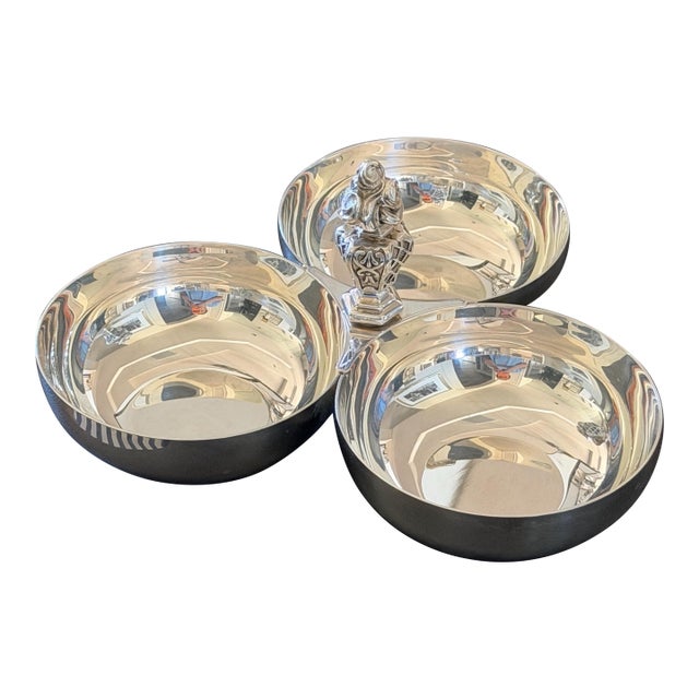 Christofle Silver Plated Triple Nut Bowl 9"x4.5" For Sale