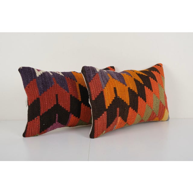 Mid-Century Modern Kilim Lumbar Pillow Cover - A Pair For Sale - Image 3 of 4