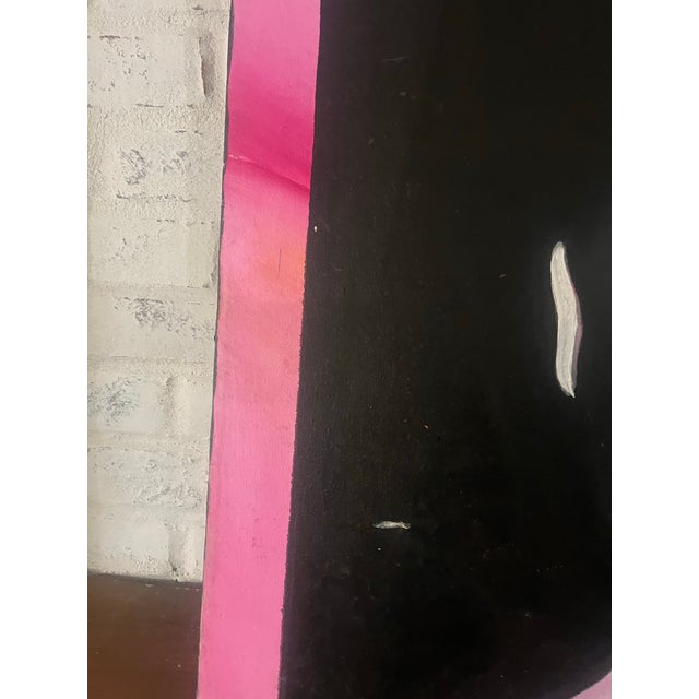 Mid-Century Modern Mid Century Modern Abstract Portrait Painting Pink Black Face Original Art Vintage, Unknown Artist For Sale - Image 3 of 11