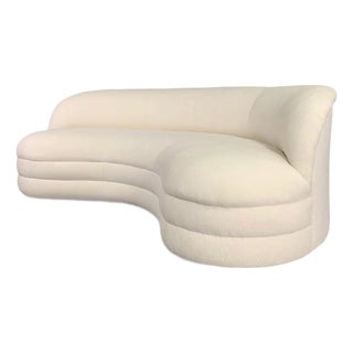 Mid Century Modern Large Kidney Bean Curved Sofa Weiman Style in Textured Velvet For Sale