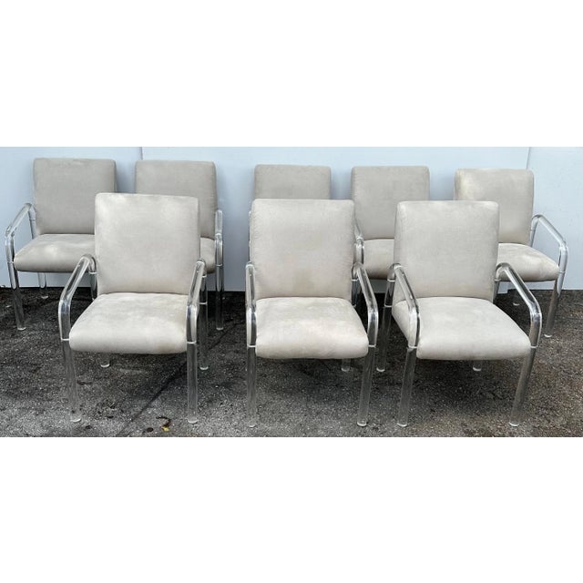 Signed Lion in Frost Lucite Armchairs - Set of 8 For Sale - Image 9 of 12