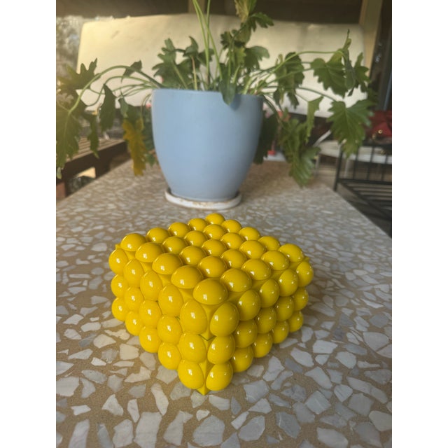 Yellow Yellow Bubble Resin and Wood Heavy Decorative Box With Lid For Sale - Image 8 of 12