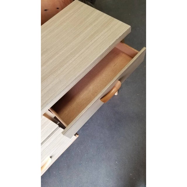 Tan Restored Rattan and Formica Desk With Drawers and Hourglass Rattan Sides For Sale - Image 8 of 10