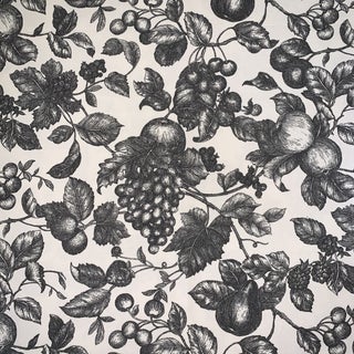 P Kaufmann Waverly Black & Ivory French Country Fruit Vine Toile Fabric- 8.7 Yards For Sale