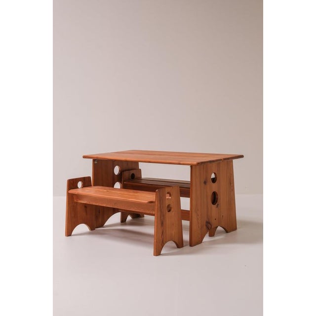 1970s Pine Dining Set from Dyrlund, Denmark, 1970s, Set of 3 For Sale - Image 5 of 11