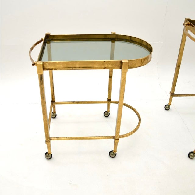 Metal Vintage Italian Nesting Tables in Brass, 1970s, Set of 3 For Sale - Image 7 of 13