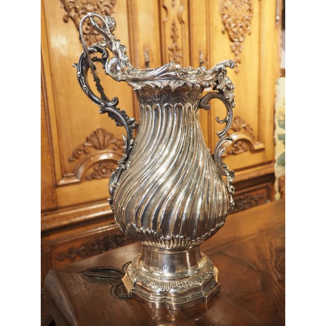 Antique Silvered Bronze Pitcher From France, Circa 1890 For Sale - Image 12 of 13