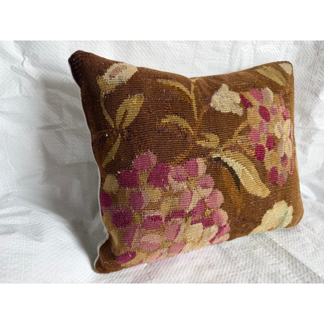 19th Century Antique Aubusson Botanical Tapestry Pillow For Sale - Image 4 of 7