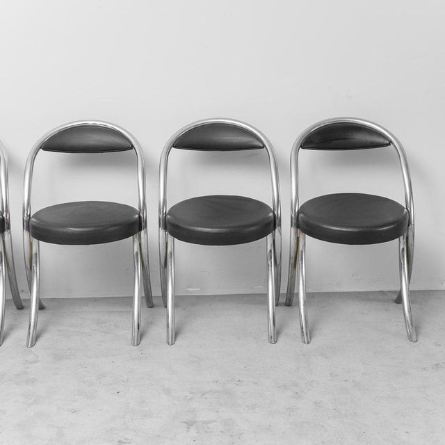 Chairs in Eco-Leather in the Style of Giotto Stoppino, 1970s, Set of 6 For Sale - Image 3 of 12