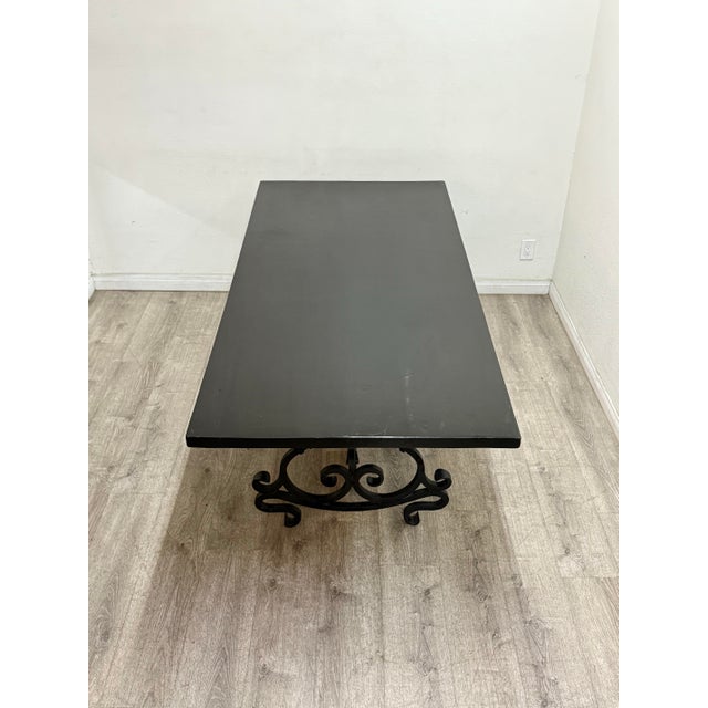 Metal Wrought Iron Wood Dining Table For Sale - Image 7 of 11