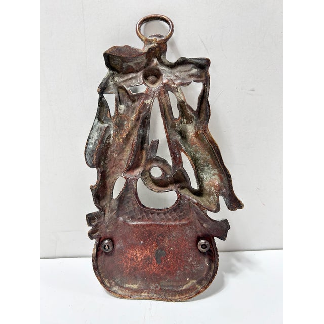 Metal Antique Fireplace Brass Match Safe & Wall Match Holder - Rabbit and Bird Motif - Victorian Match Striker For Sale - Image 7 of 8