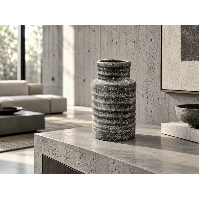Contemporary Vintage Dutch Brutalist Studio Ceramic Vase by Mobach Keramik, 1960s For Sale - Image 3 of 16