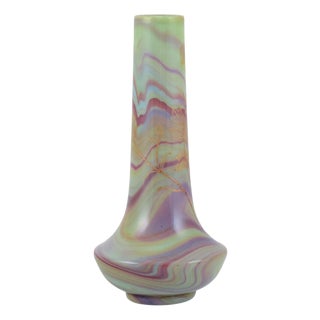 French Art Glass Vase with Hand-Painted Marble Decoration from Sevres For Sale