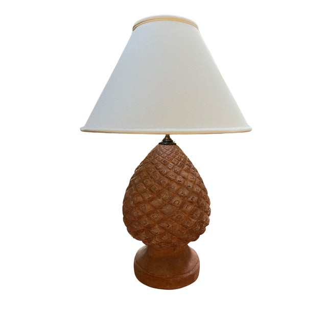 Vintage Over sized Terra Cotta Style Lamp Heavy Pottery in the shape of the Agave Piña. Lamp is approximately 20 inches...