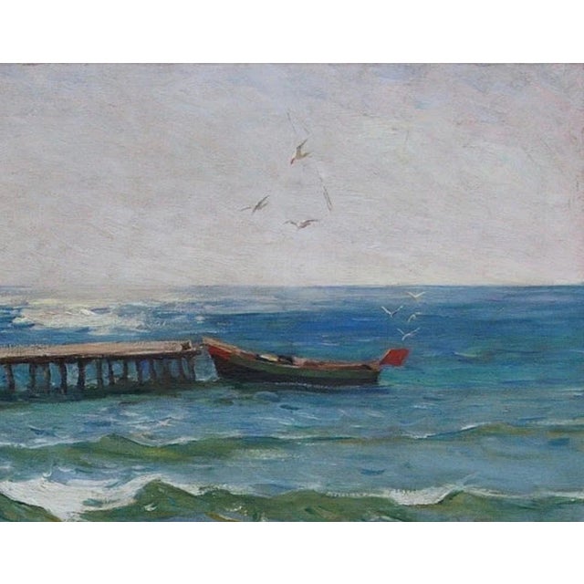 Realism 1960s Seascape Oil Painting, Ukrainian Artist Grosh, 1963 100-130 For Sale - Image 3 of 6