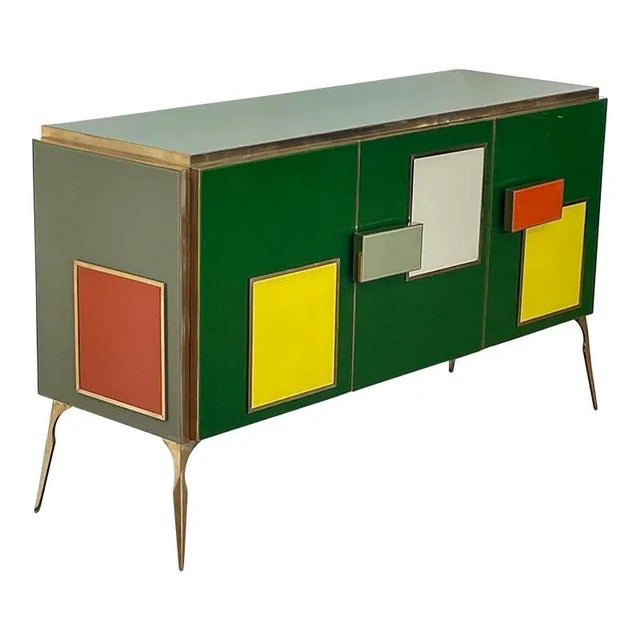 Sideboard with Three Glass Doors, 1980s For Sale - Image 3 of 9