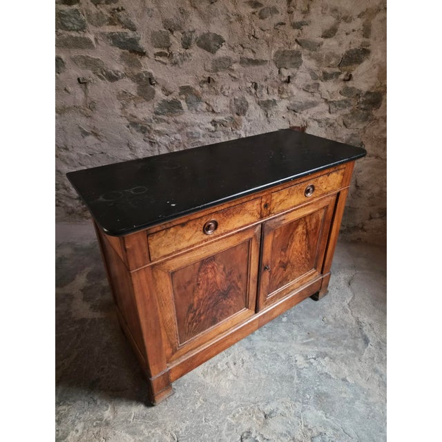 Wood French Louis Philippe Walnut Buffet with Black Marble Top, France, 1840s For Sale - Image 7 of 18