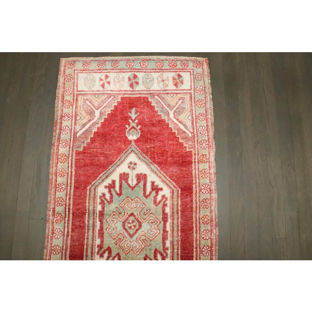 Mid 20th Century Vintage Red Pink Turkish Anatolian Small Rug - 2'3" x 4'9" For Sale - Image 5 of 6