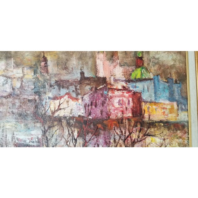 Brown 1960s Abstract Rural Landscape Painting by G. W Laing, Framed For Sale - Image 8 of 11